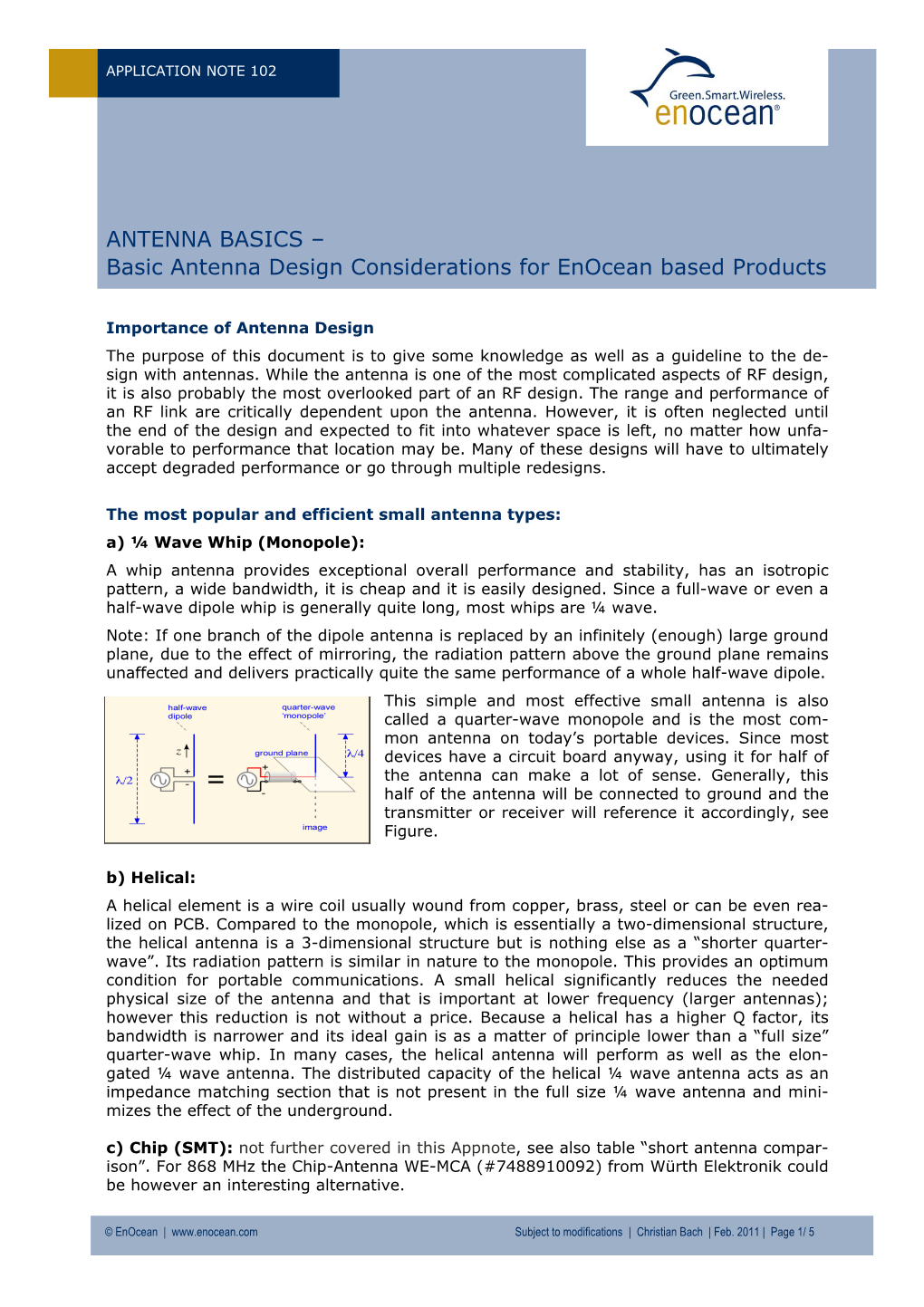 ANTENNA BASICS – Basic Antenna Design Considerations for Enocean Based Products