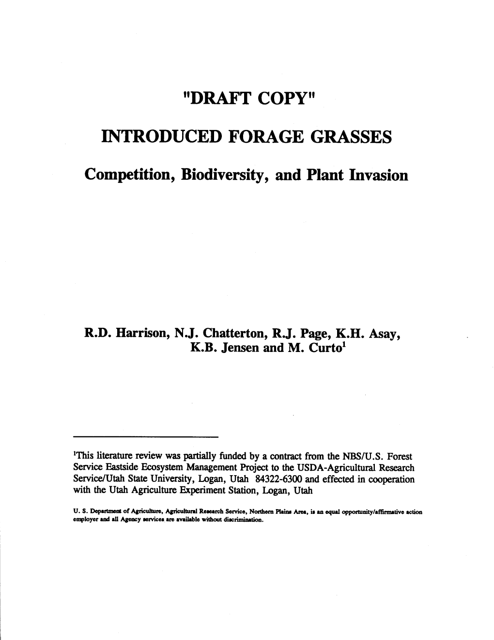 Introduced Forage Grasses