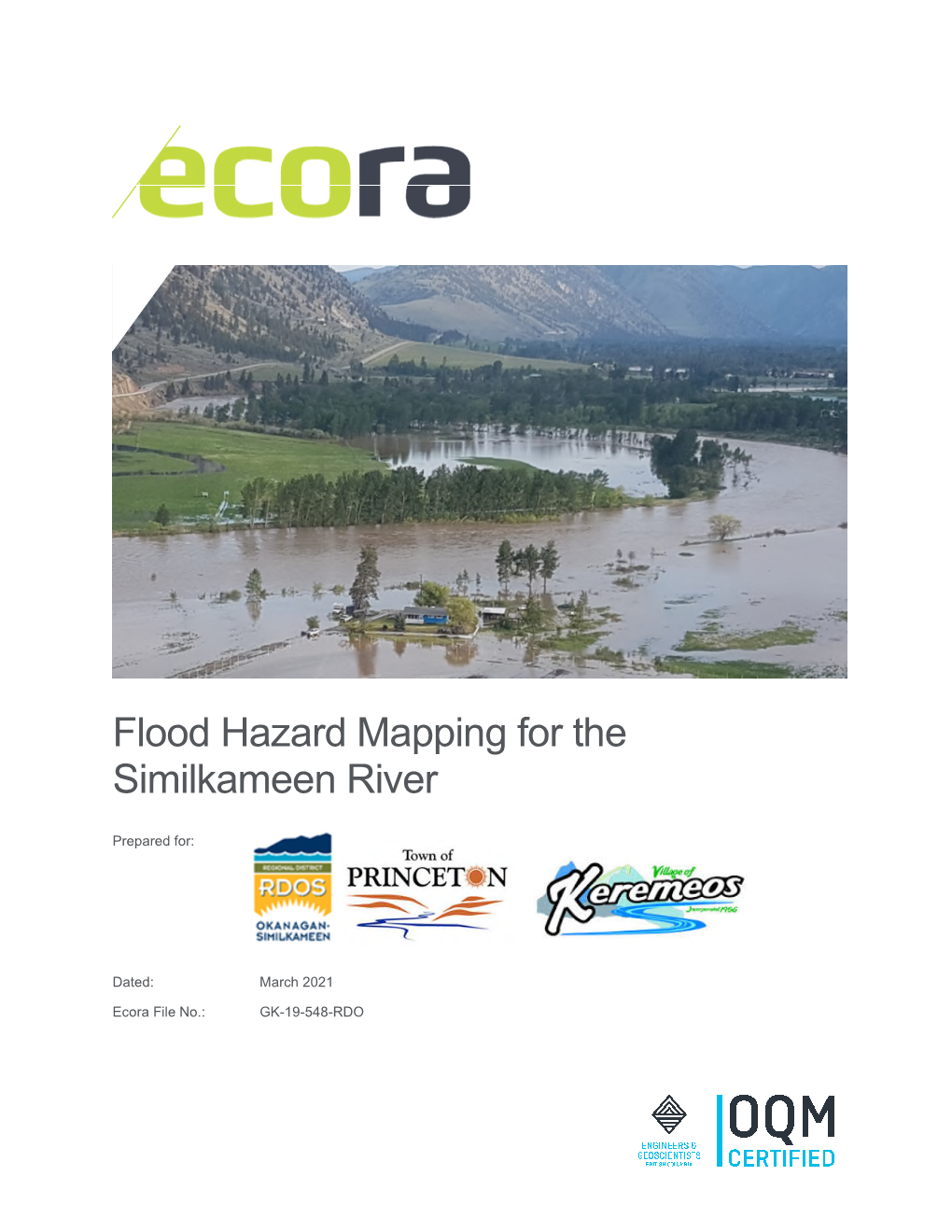 Similkameen River Flood Hazard Mapping Report March 2021