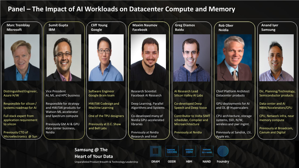 Panel – the Impact of AI Workloads on Datacenter Compute and Memory