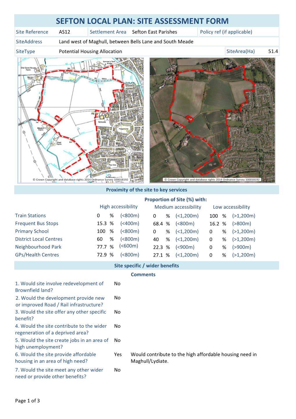 Sefton Local Plan: Site Assessment Form