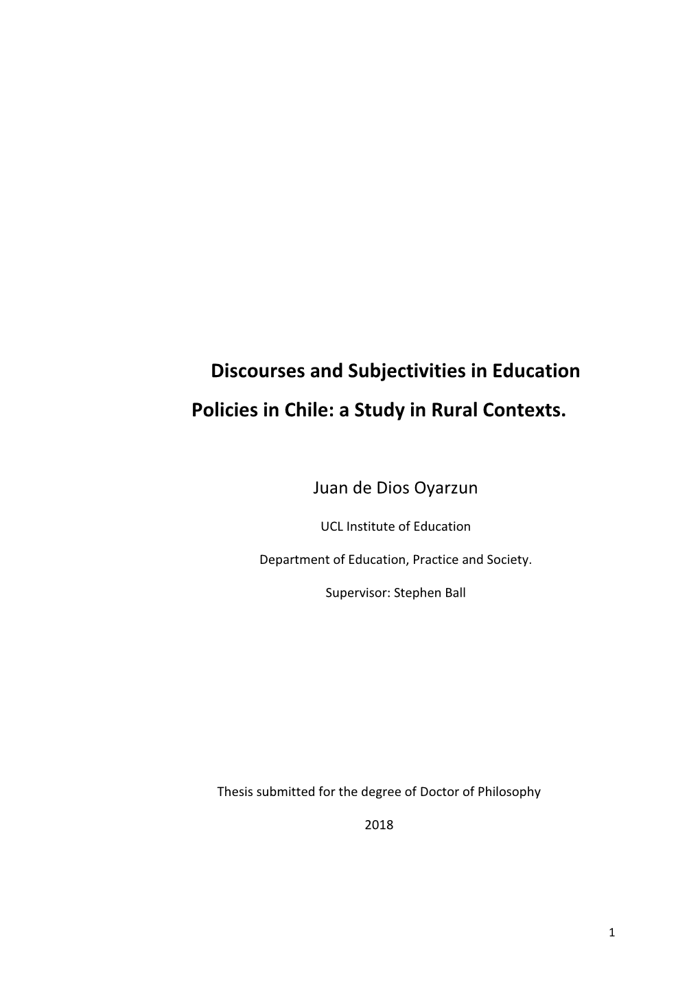 Discourses and Subjectivities in Education Policies in Chile: a Study in Rural Contexts