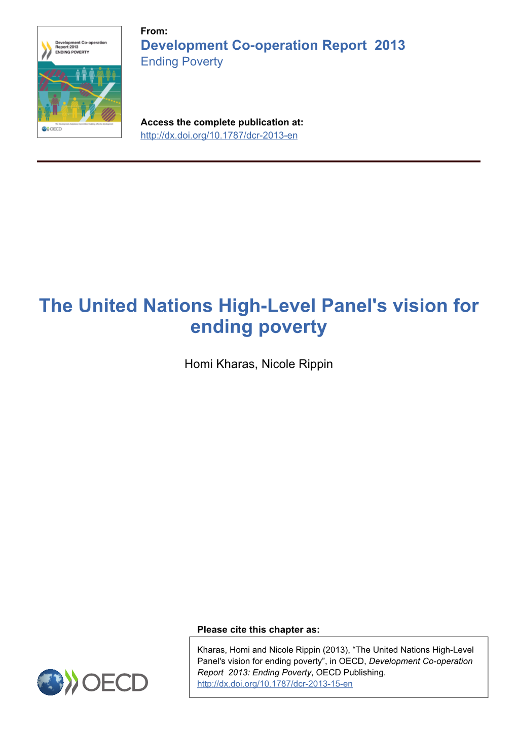 The United Nations High-Level Panel's Vision for Ending Poverty