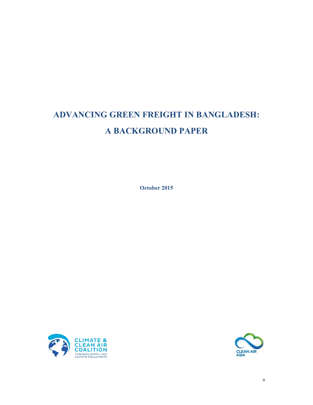 Advancing Green Freight in Bangladesh: a Background Paper