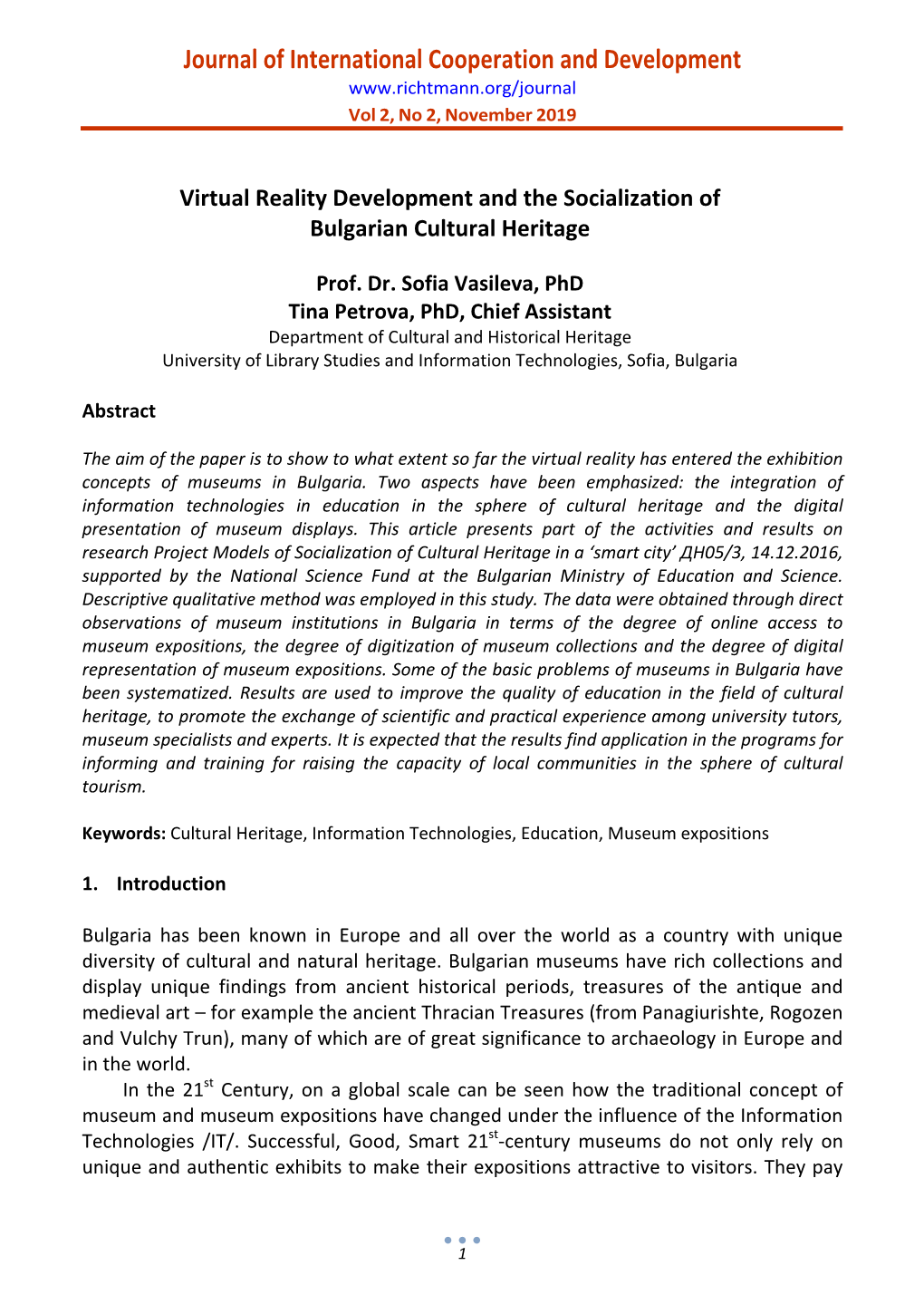 Journal of International Cooperation and Development Vol 2, No 2, November 2019