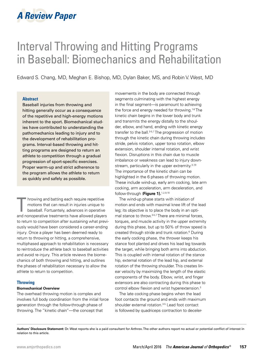 Interval Throwing and Hitting Programs in Baseball: Biomechanics and Rehabilitation