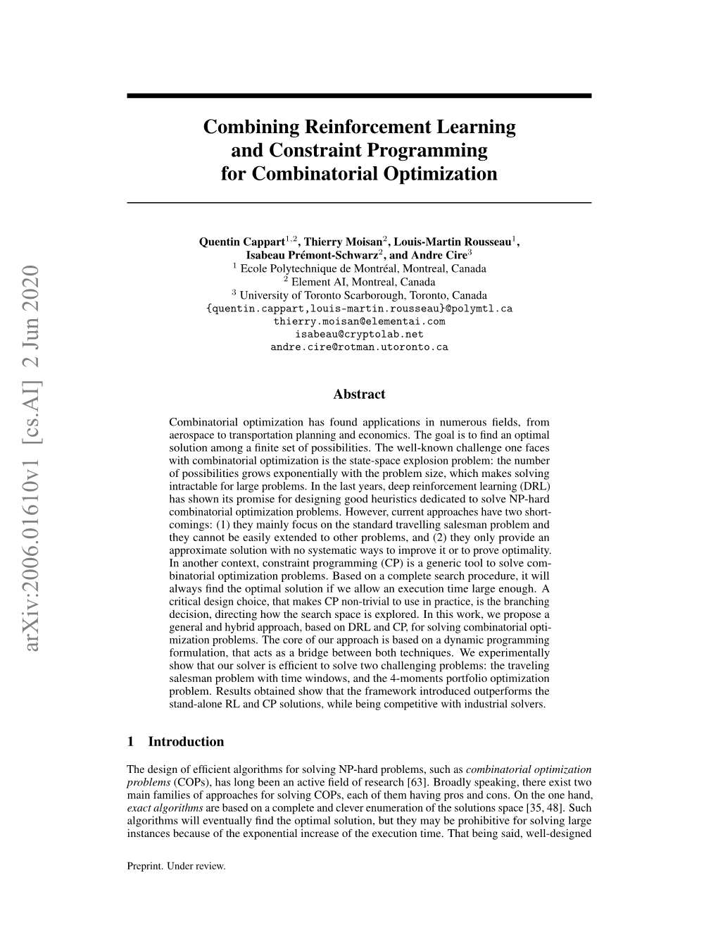 Arxiv:2006.01610V1 [Cs.AI] 2 Jun 2020 Formulation, That Acts As a Bridge Between Both Techniques