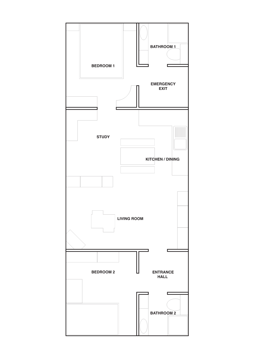 Bathroom 1 Bedroom 1 Study Bedroom 2 Bathroom 2