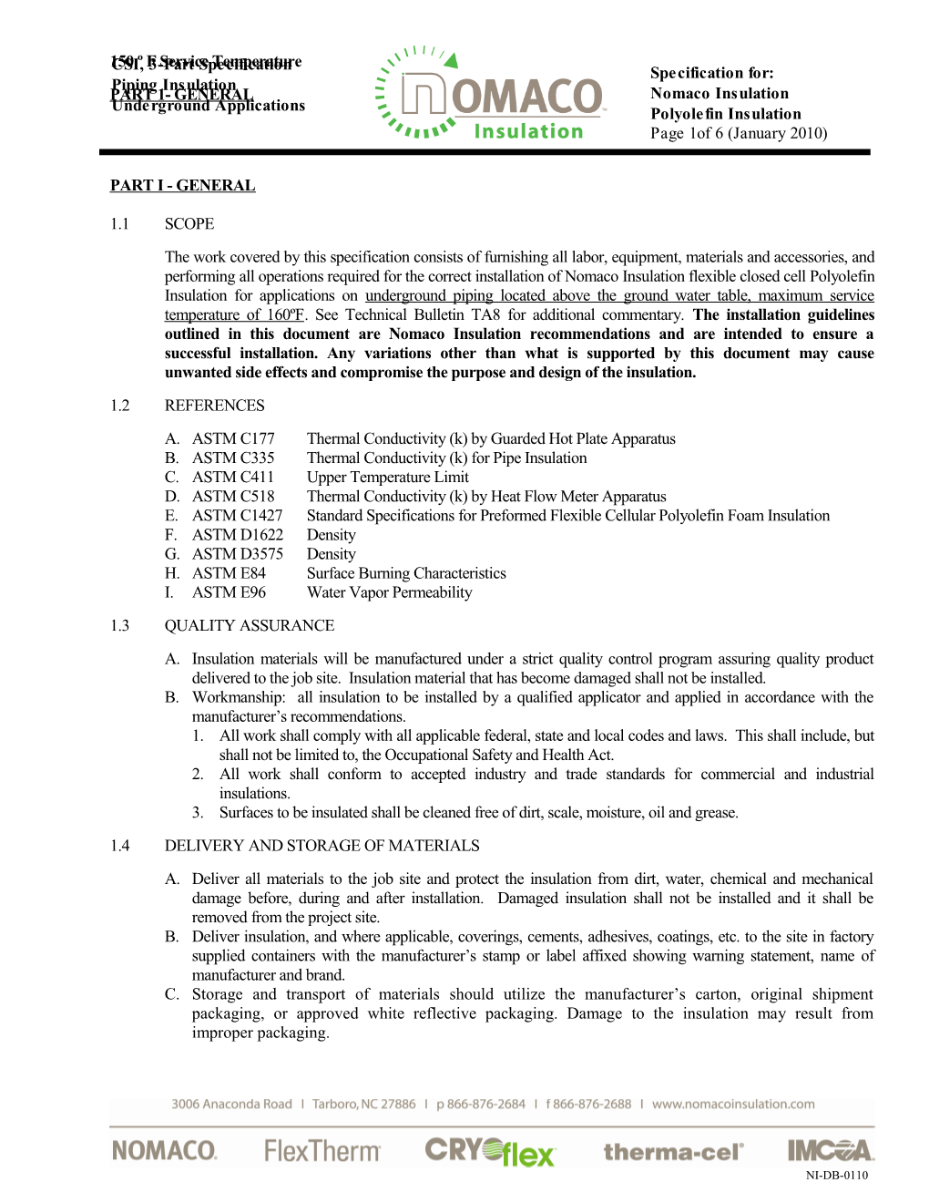 CSI Generic Piping Insulation Underground Applications