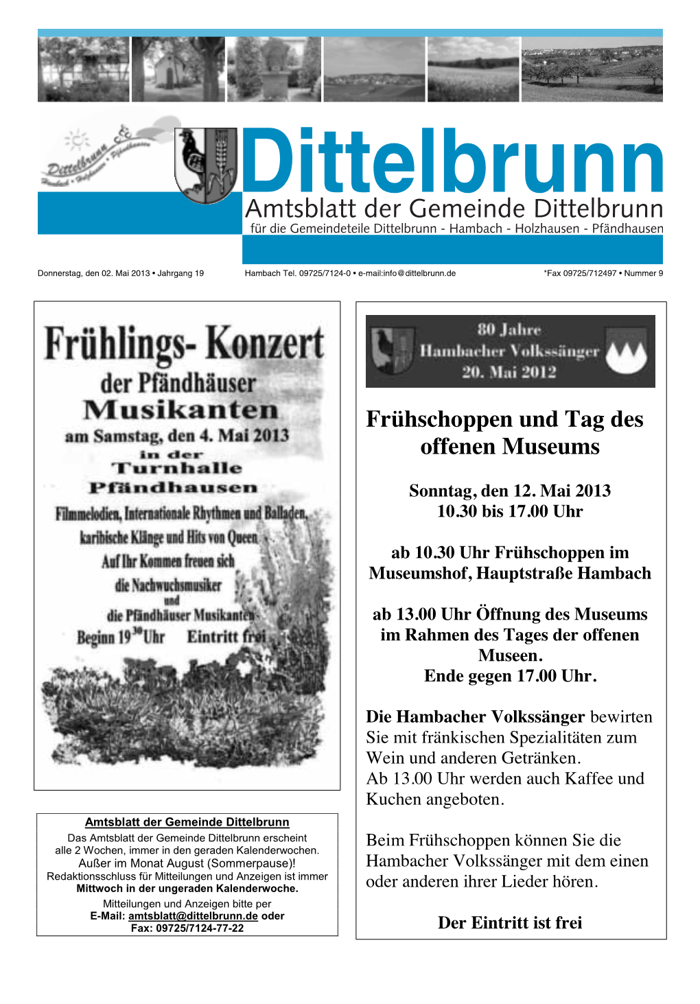 Amtsblatt Der Gemeinde Dittelbrunn Für Die Gemeindeteile Dittelbrunn - Hambach - Holzhausen - Pfändhausen