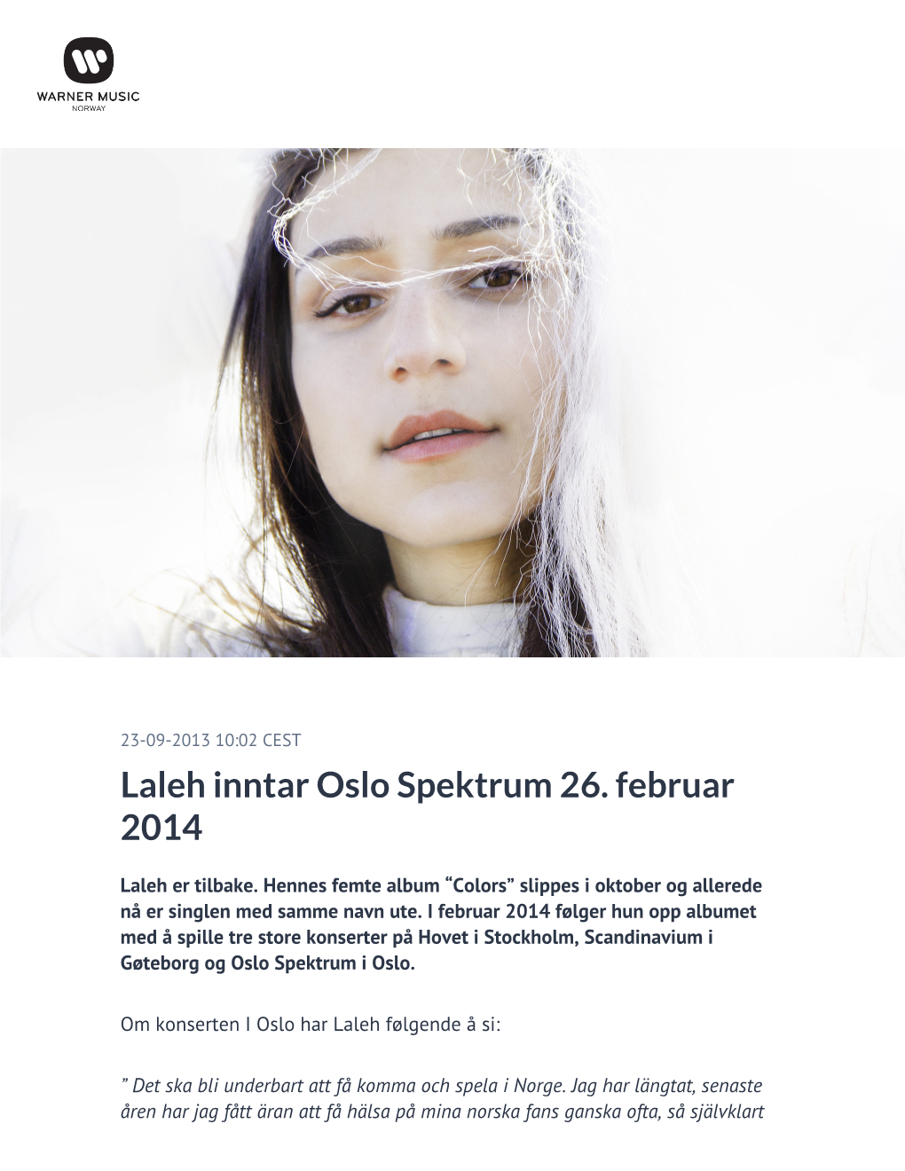 Laleh Inntar Oslo Spektrum 26. Februar 2014