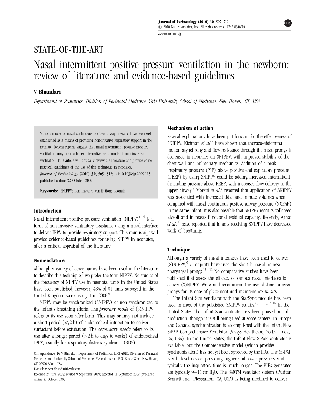 Nasal Intermittent Positive Pressure Ventilation in the Newborn: Review of Literature and Evidence-Based Guidelines