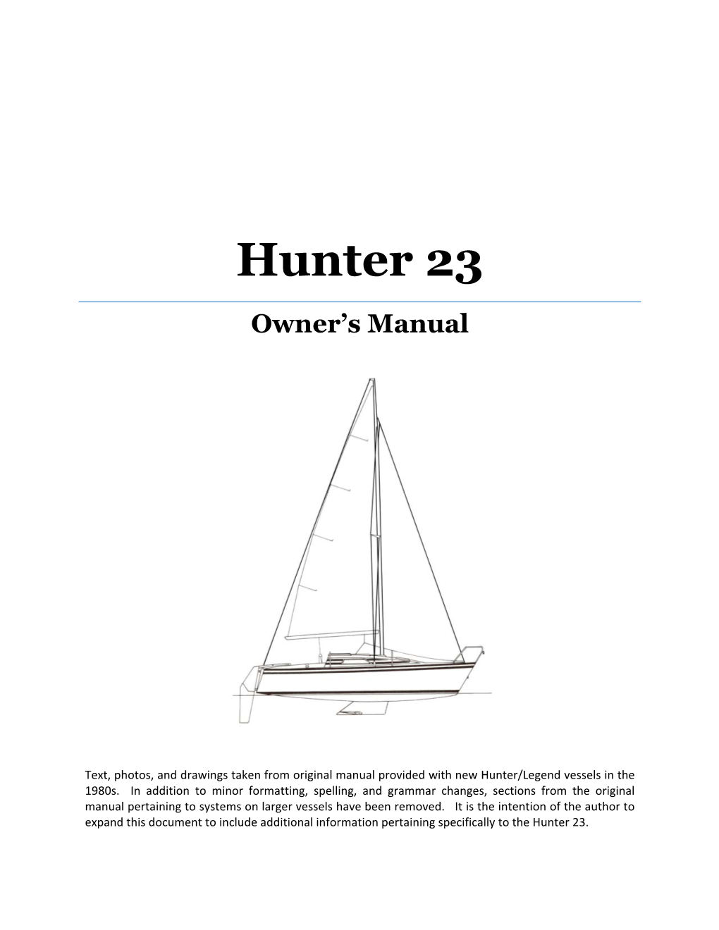 Hunter 23 Owners Manual