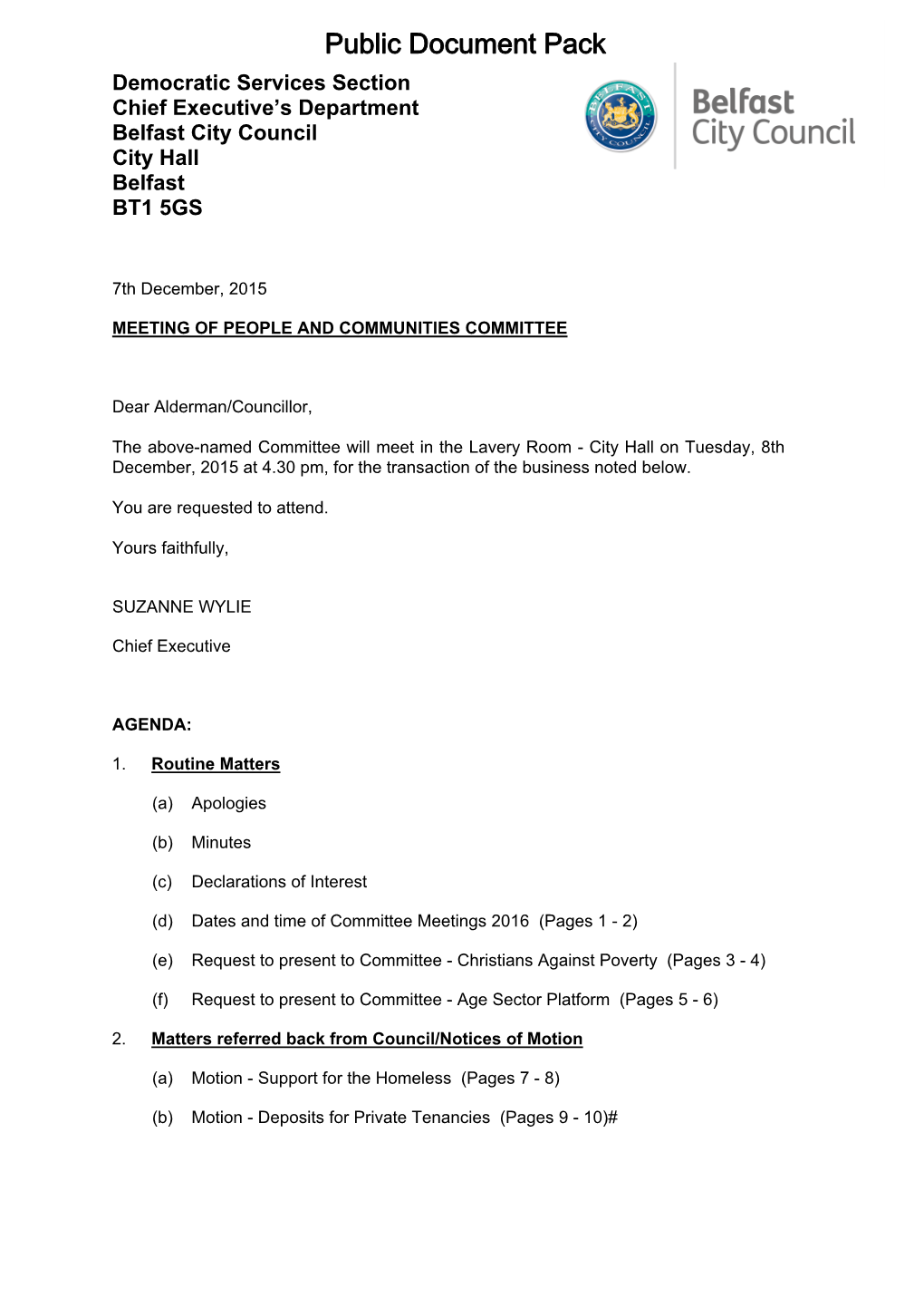 (Public Pack)Combined Pack Agenda Supplement for People and Communities Committee, 08/12/2015 16:30