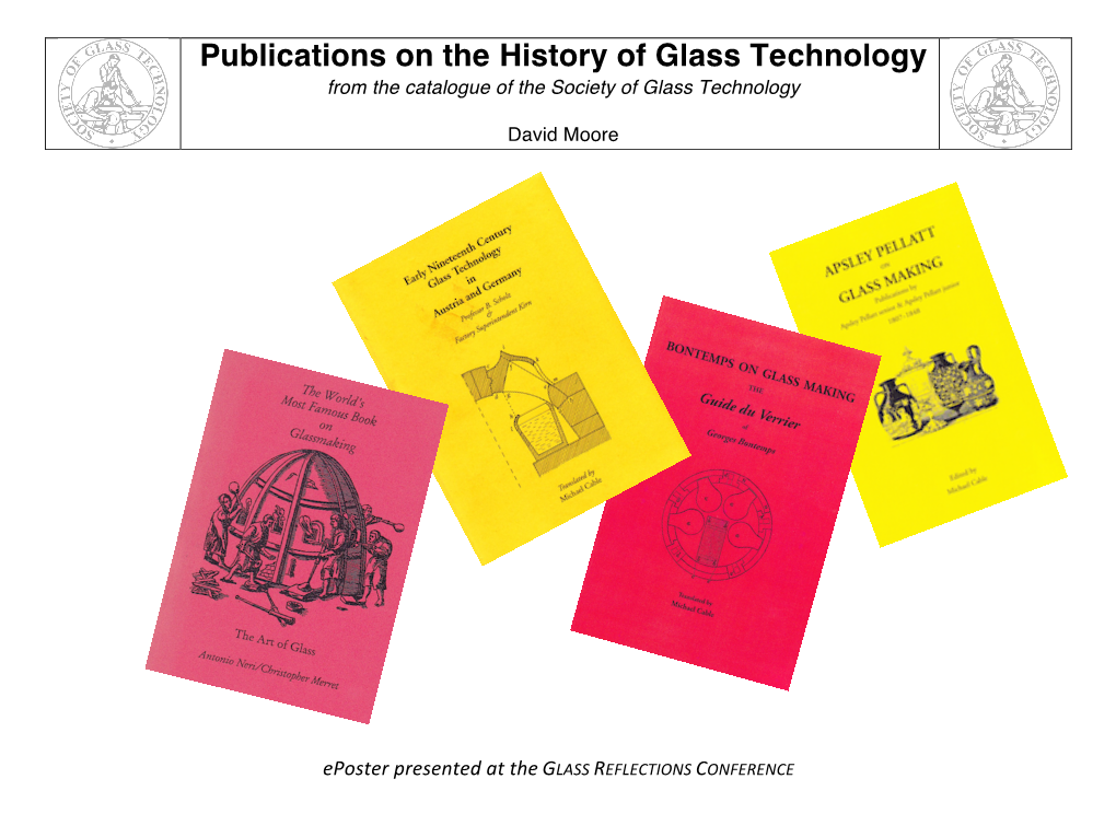 Publications on the History of Glass Technology from the Catalogue of the Society of Glass Technology