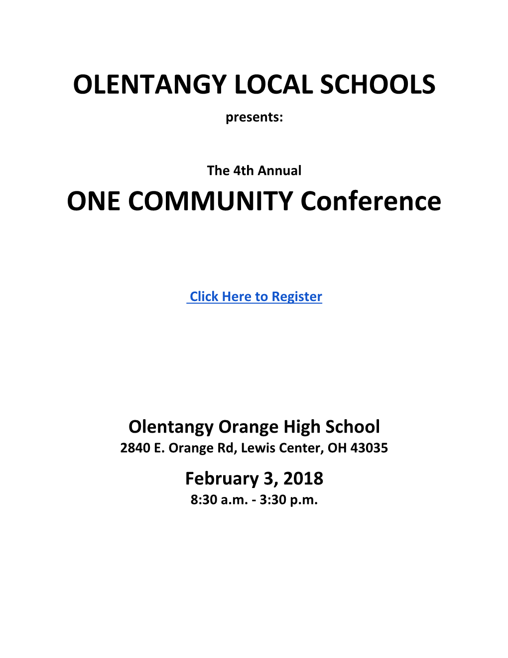 OLENTANGY LOCAL SCHOOLS ONE COMMUNITY Conference