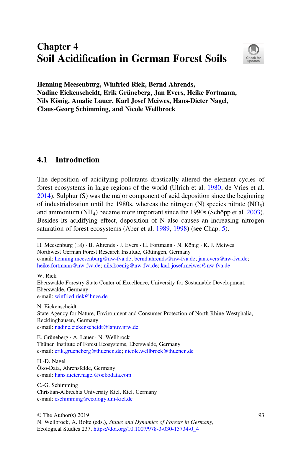 Chapter 4: Soil Acidification in German Forest Soils