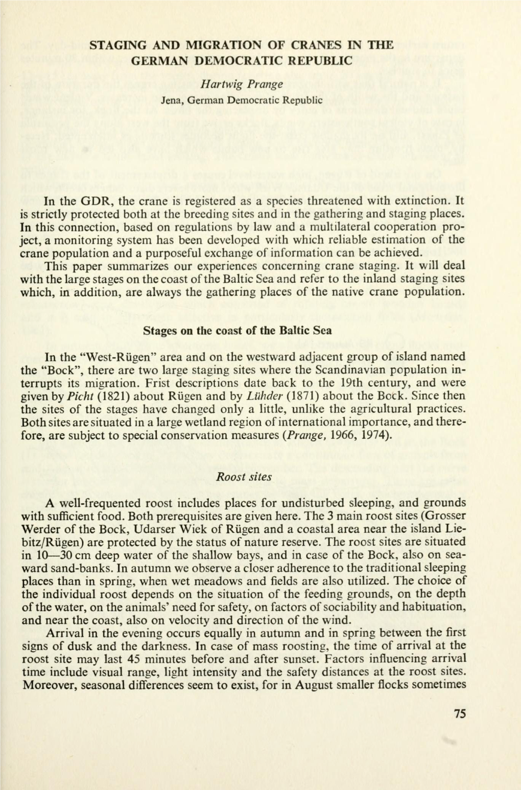 Staging and Migration of Cranes in the German Democratic Republic