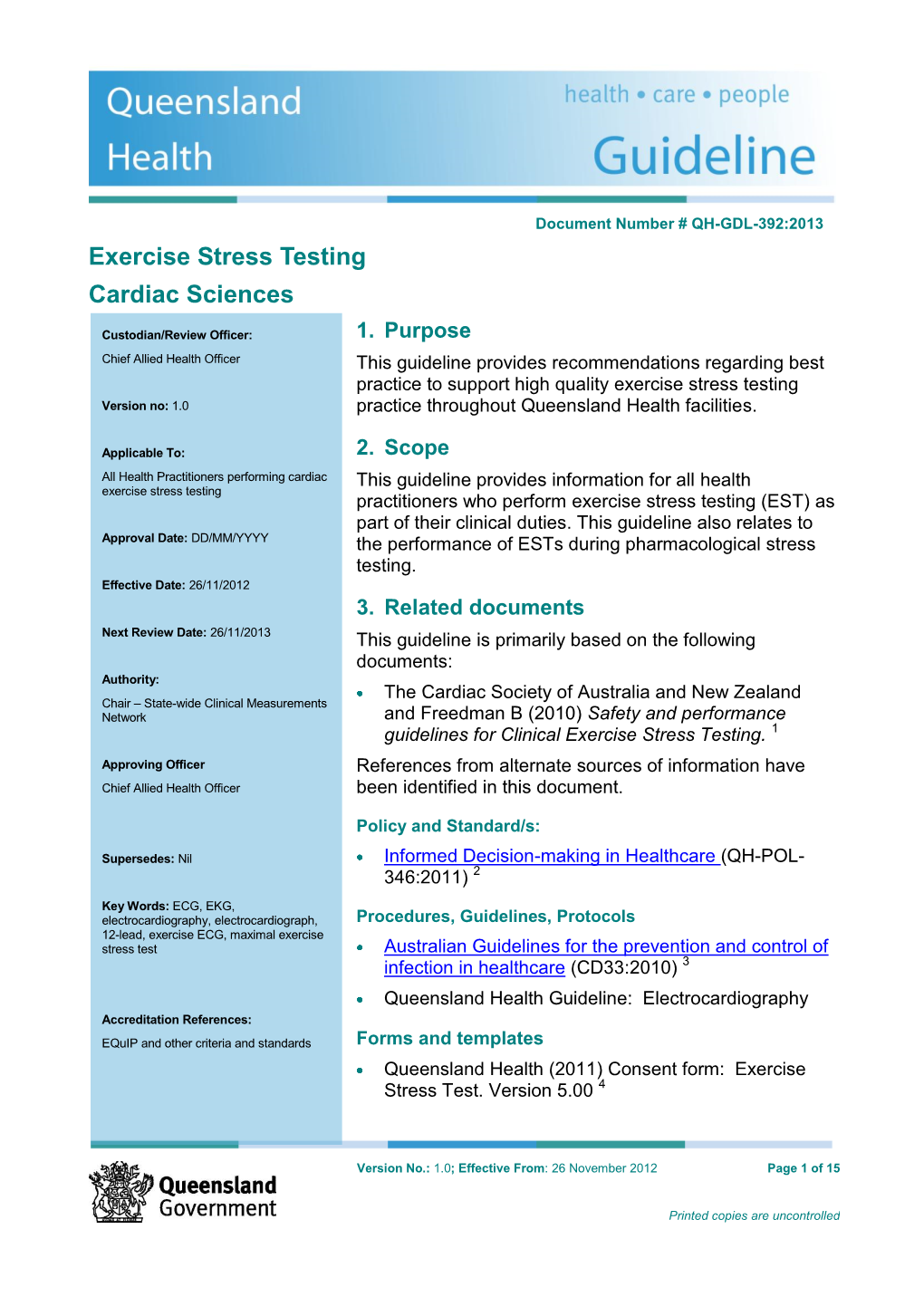 Exercise Stress Testing Guideline