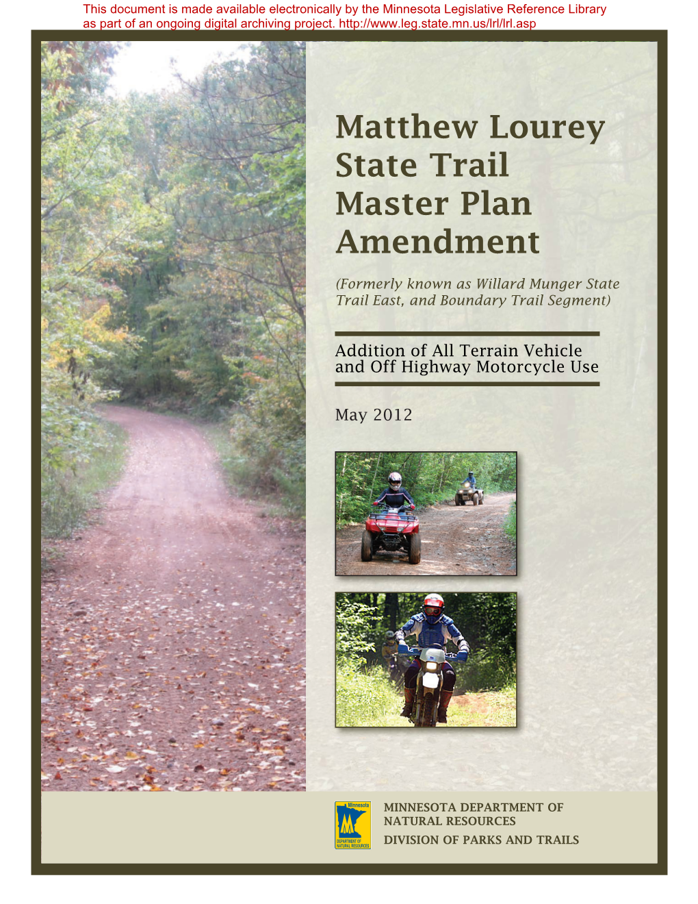 Matthew Lourey State Trail Master Plan Amendment