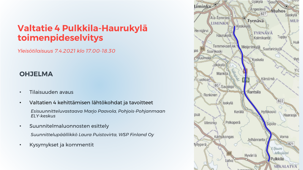 Valtatie 4 Pulkkila-Haurukylä Toimenpideselvitys