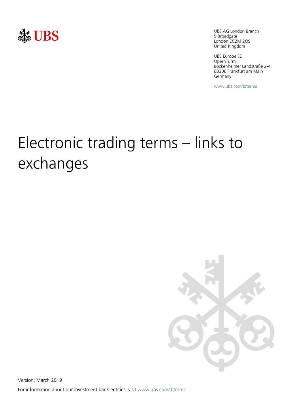 Electronic Trading Exchange Links