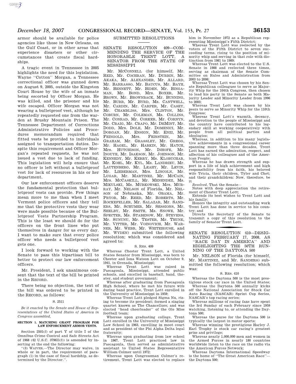 CONGRESSIONAL RECORD—SENATE, Vol. 153, Pt. 27