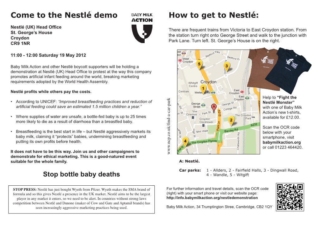 Come to the Nestlé Demo How to Get to Nestlé