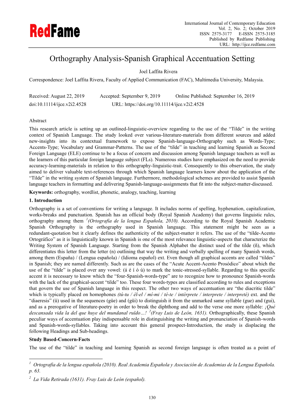 Orthography Analysis-Spanish Graphical Accentuation Setting