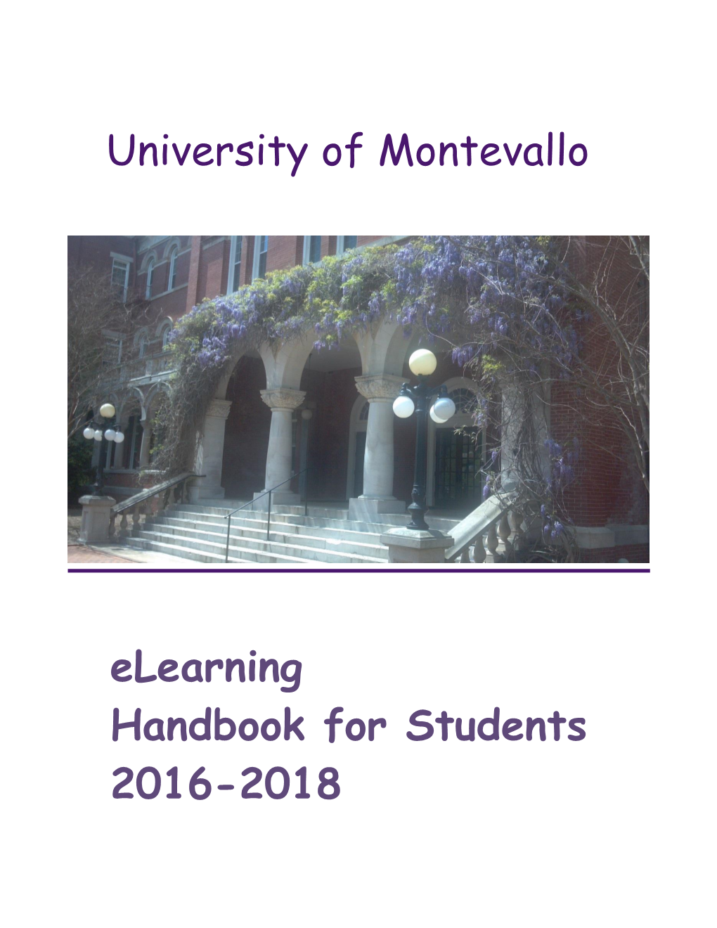University of Montevallo Elearning Handbook for Students 2016-2018