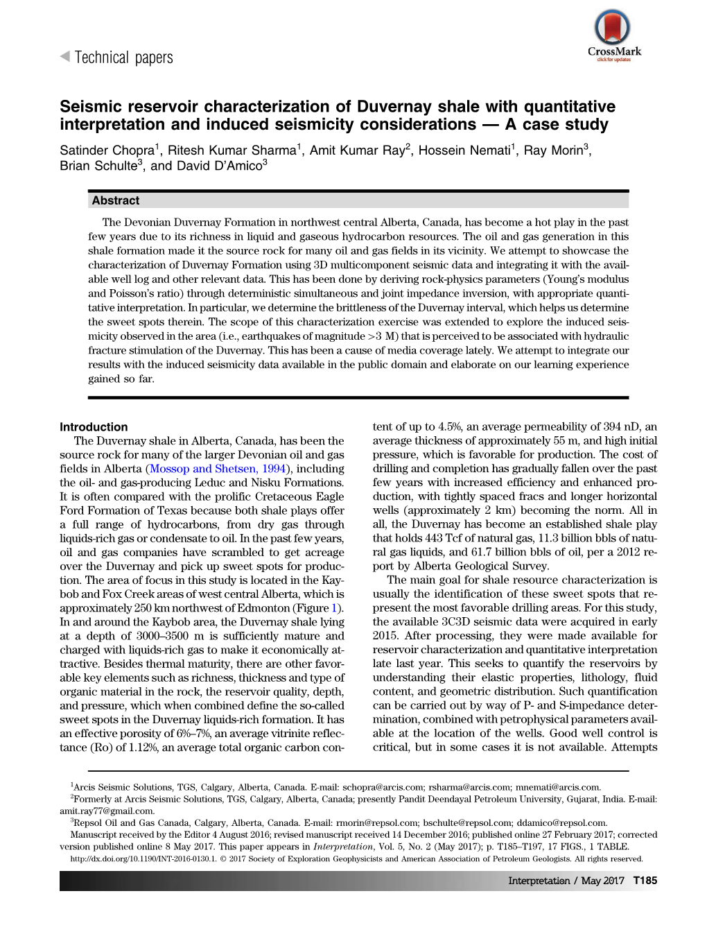 Seismic Reservoir Characterization of Duvernay Shale with Quantitative Interpretation and Induced Seismicity Considerations —