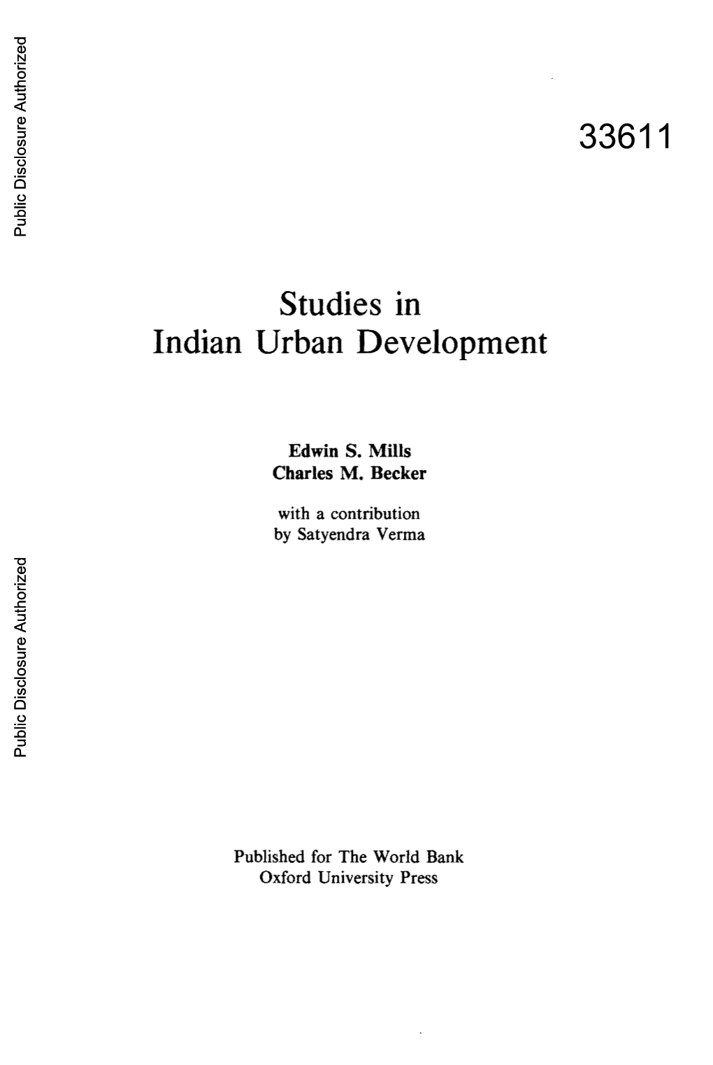 Studies in Indian Urban Development