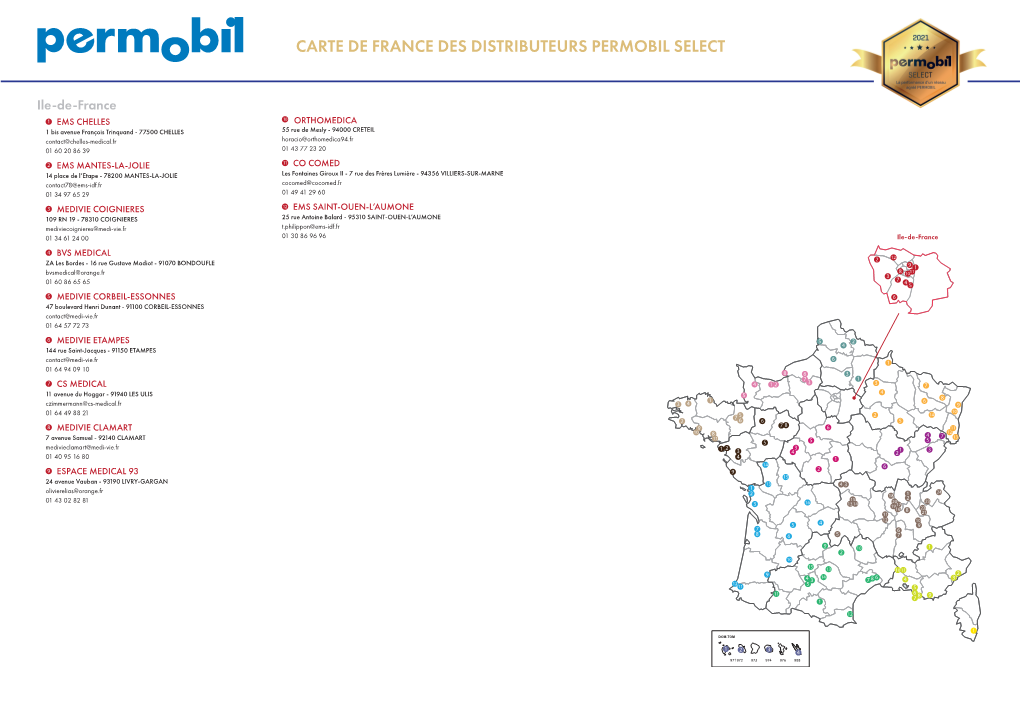 Carte De France Des Distributeurs Permobil Select