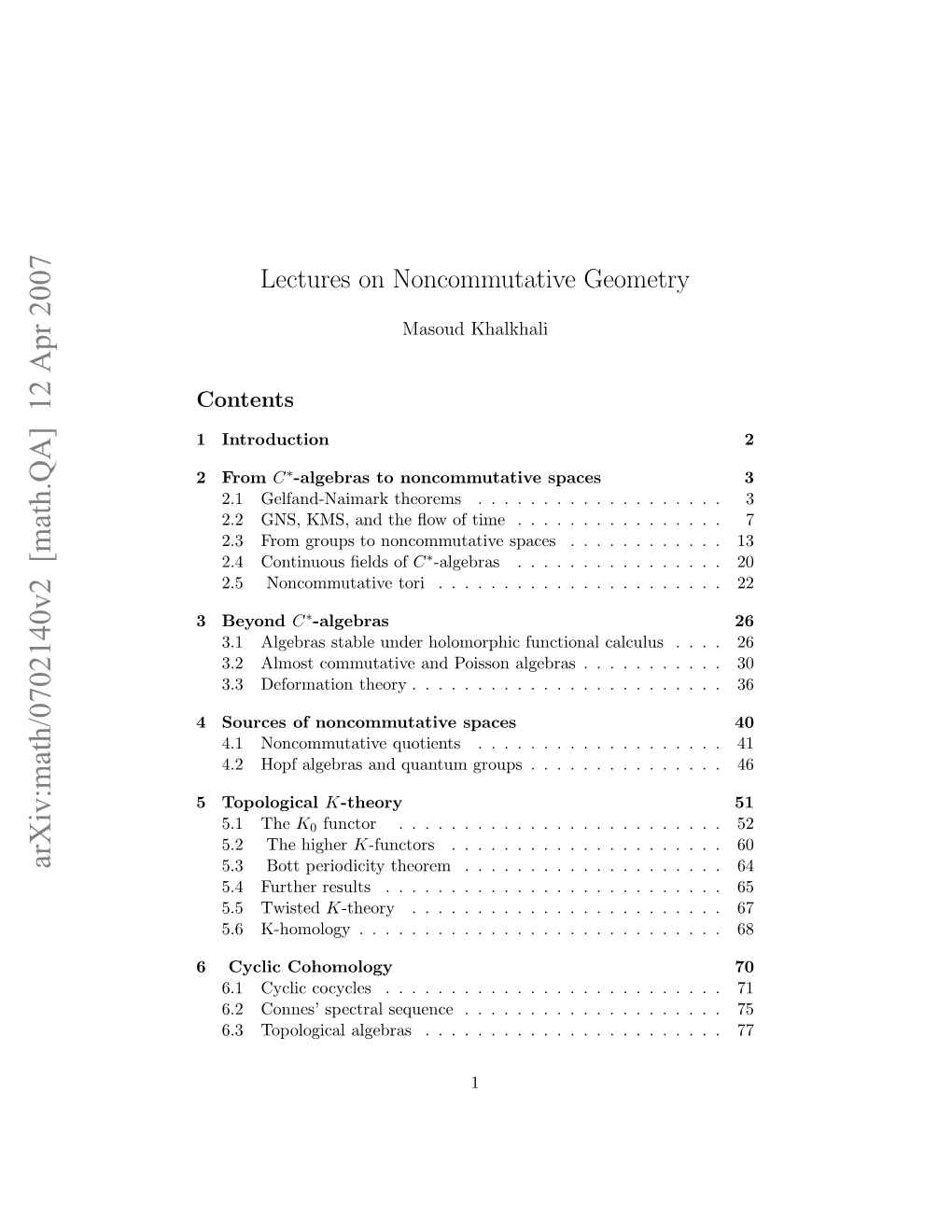 Lectures on Noncommutative Geometry