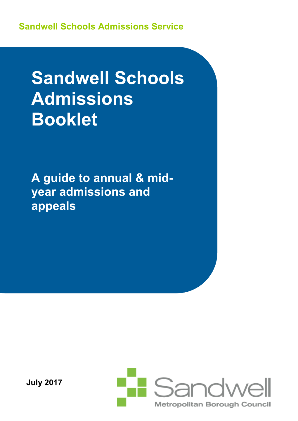 Sandwell Schools Admissions Booklet