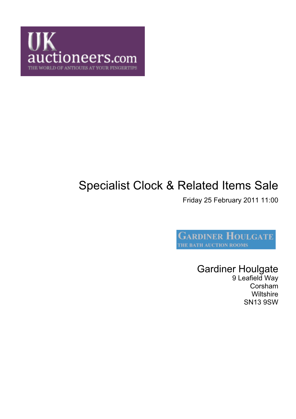 Specialist Clock & Related Items Sale