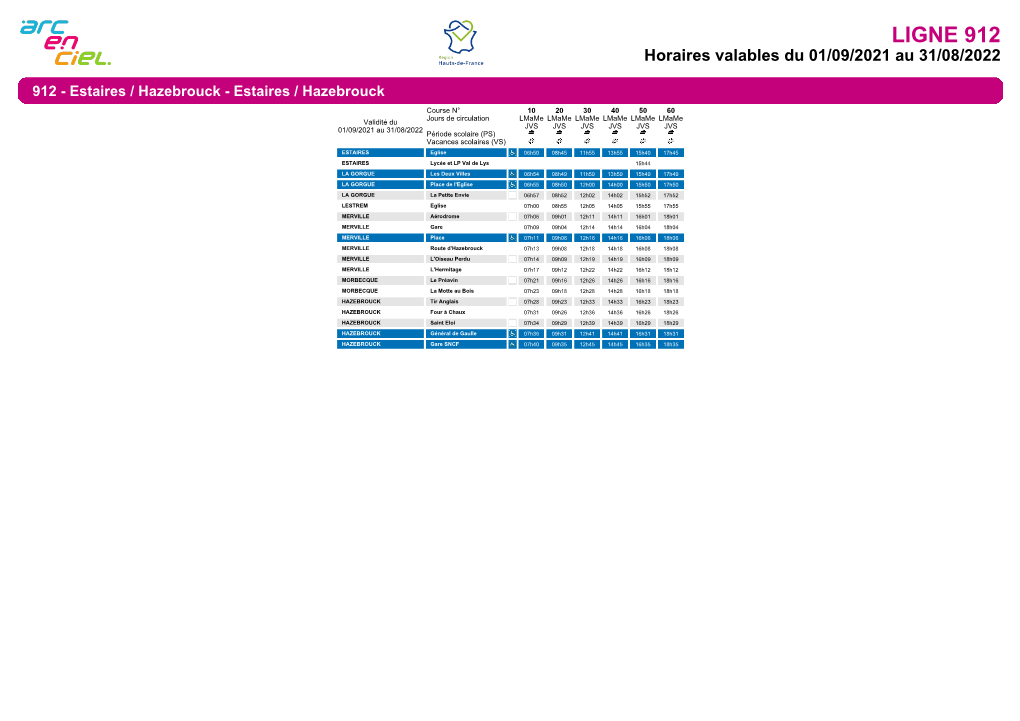 Horaires De La Ligne 912S