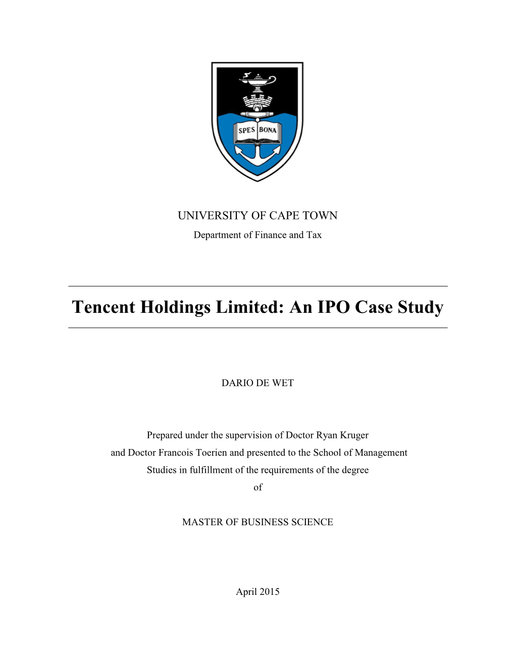 Tencent Holdings Limited: an IPO Case Study