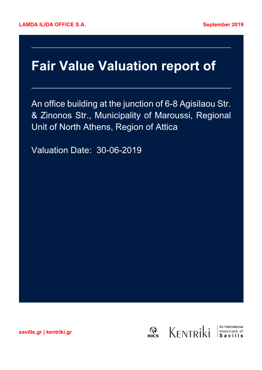 Fair Value Valuation Report Of