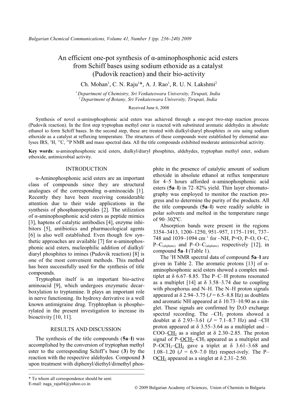 Bulgarian Chemical Communications, Volume 41, Number 3 (Pp s1