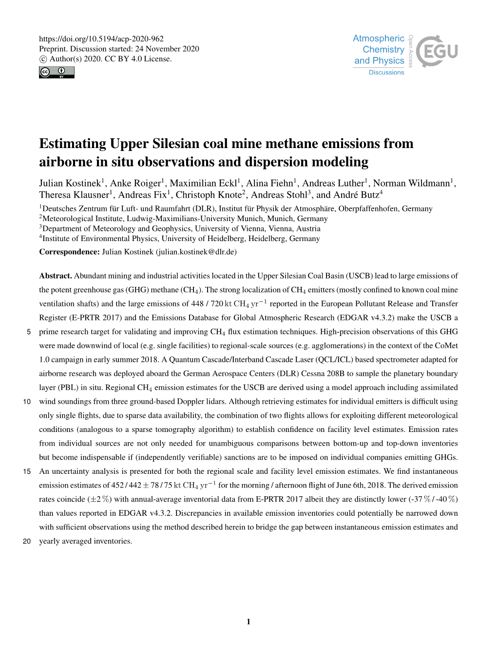 Estimating Upper Silesian Coal Mine Methane Emissions