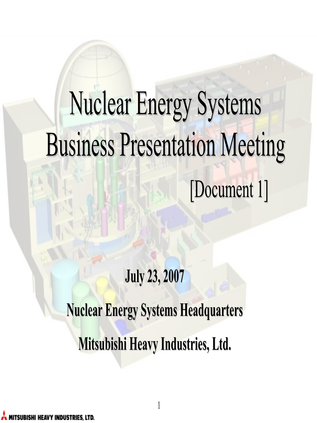 Nuclear Energy Systems Business Presentation Meeting