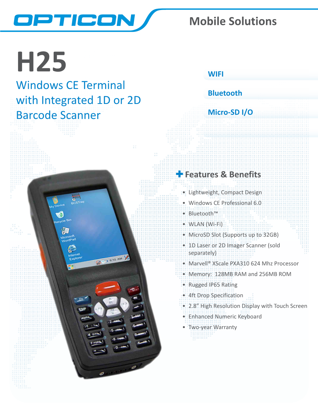 Mobile Solutions Windows CE Terminal with Integrated 1D Or 2D