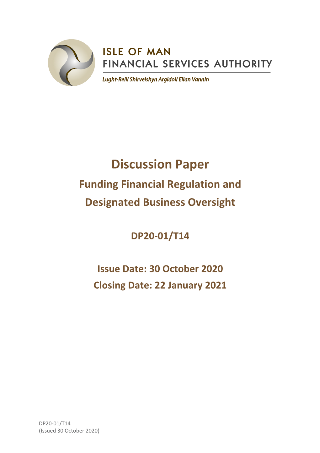 DP20-01/T14 Funding Regulation and Oversight