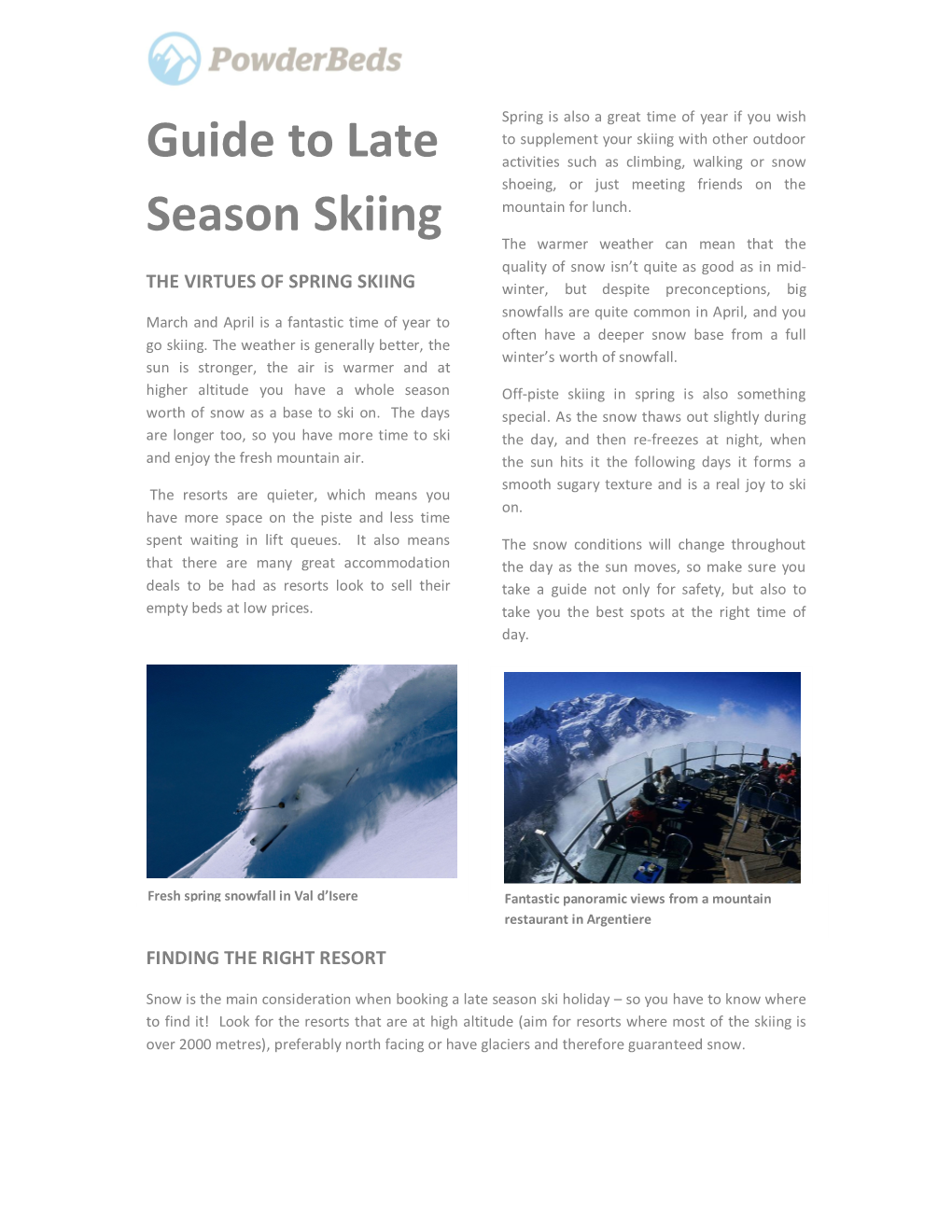 Guide to Late Season Skiing