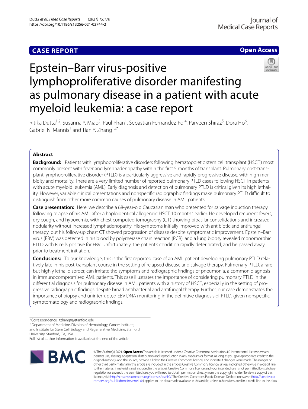 Epstein–Barr Virus-Positive Lymphoproliferative Disease (EBV-PTLD)