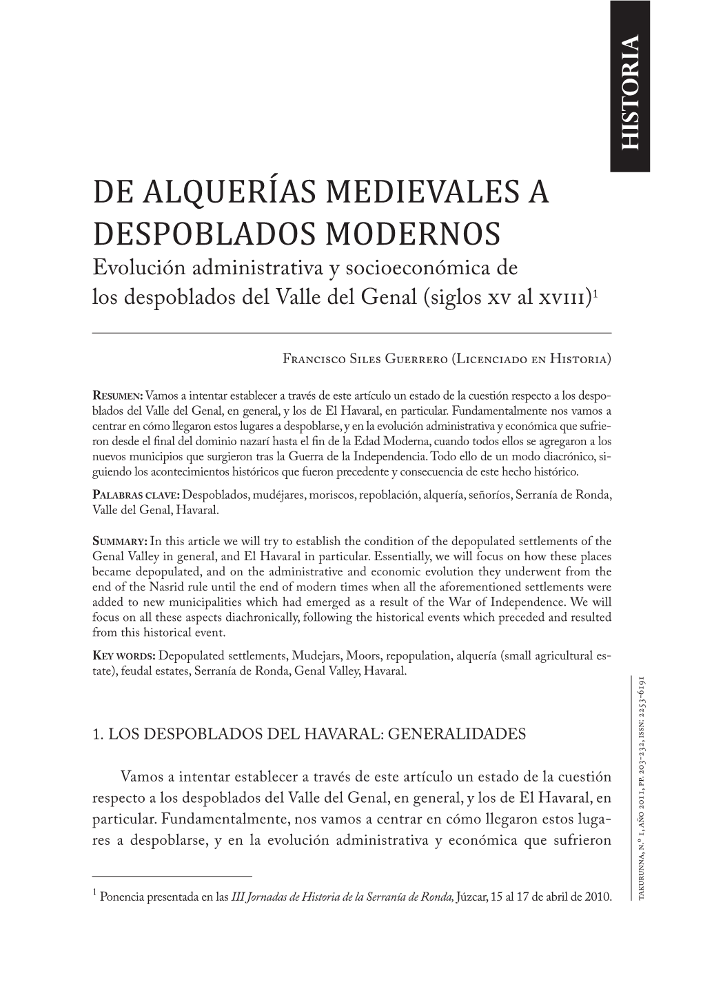 De Alquerías Medievales a Despoblados Modernos