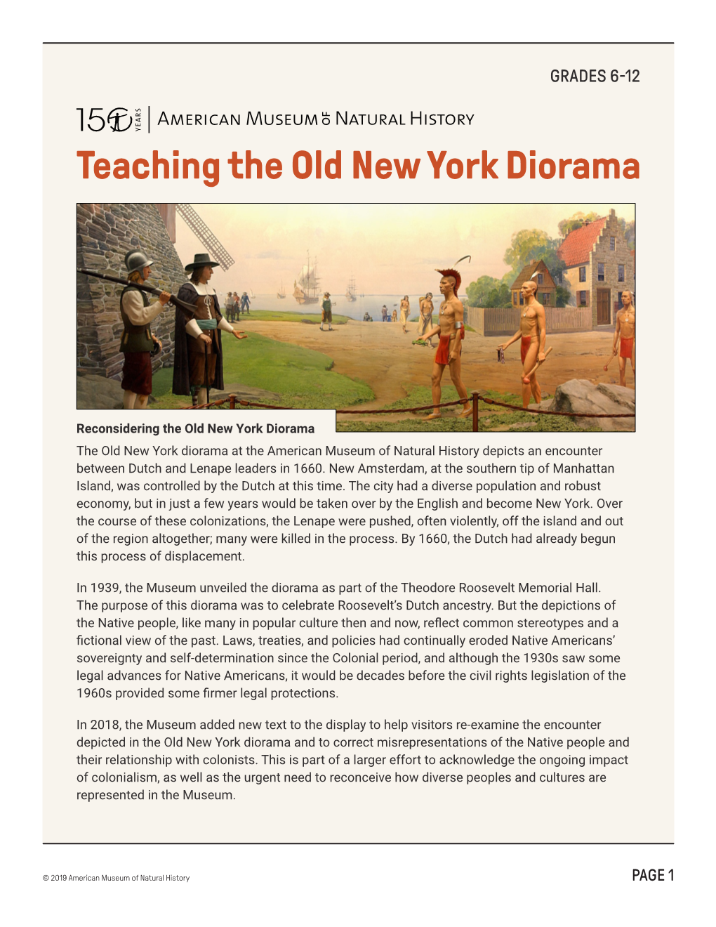 Teaching the Old New York Diorama