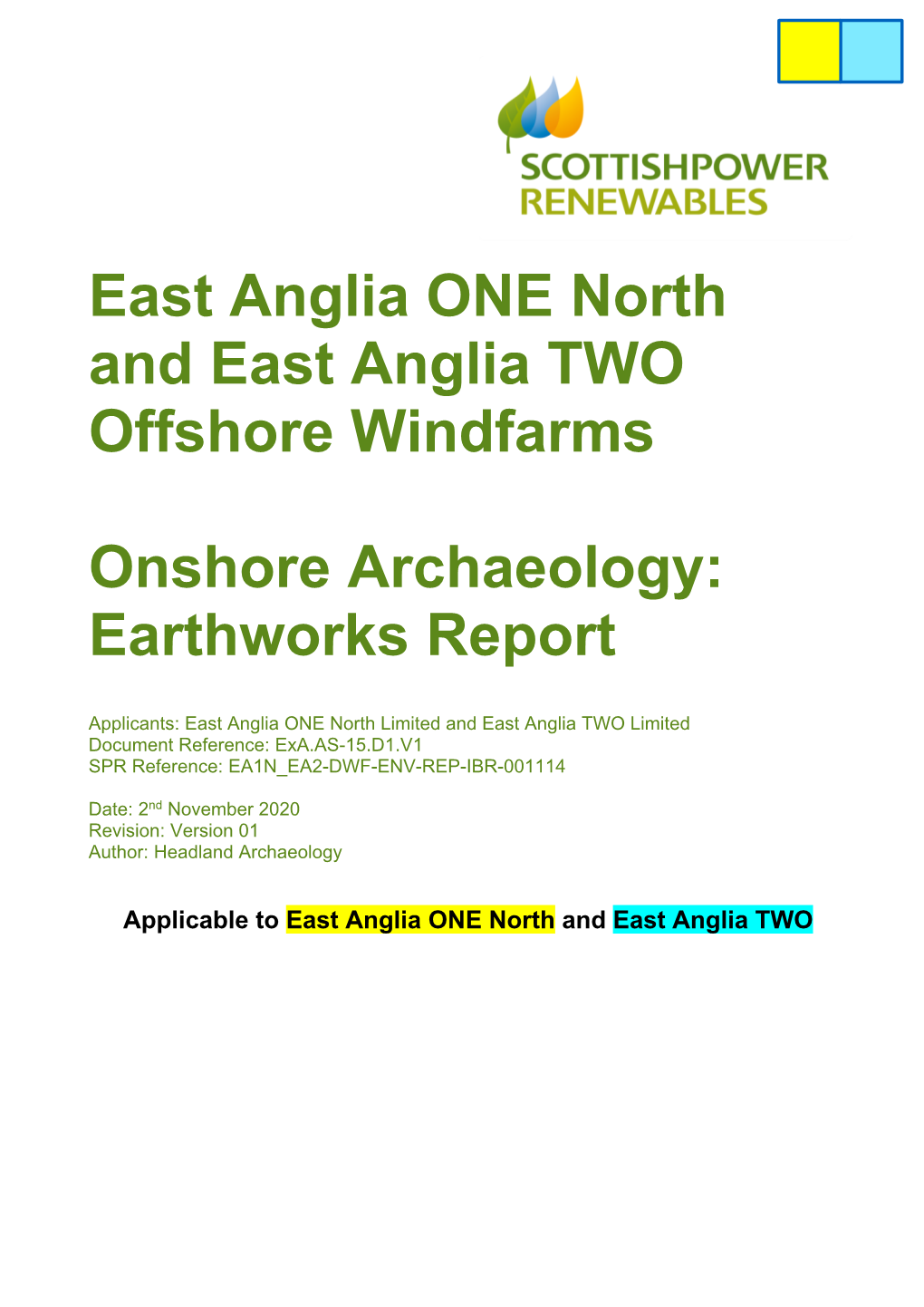 Exa.AS-15.D1.V1 EA1N&EA2 Onshore Archaeology Earthworks Report