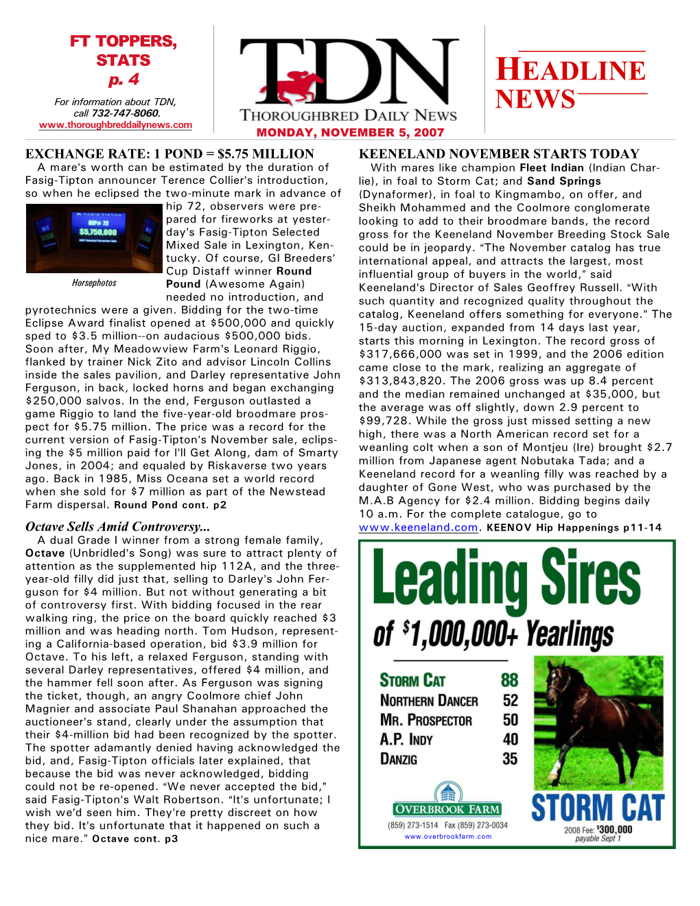HEADLINE NEWS • 11/5/07 • PAGE 2 of 19